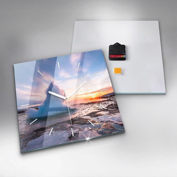 Wanduhr quadratisch mit motiv Geysir auf der Insel Island