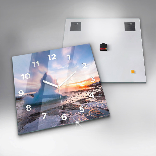 Wanduhr quadratisch mit motiv Geysir auf der Insel Island