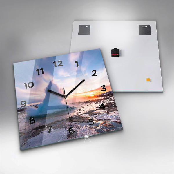 Wanduhr quadratisch mit motiv Geysir auf der Insel Island