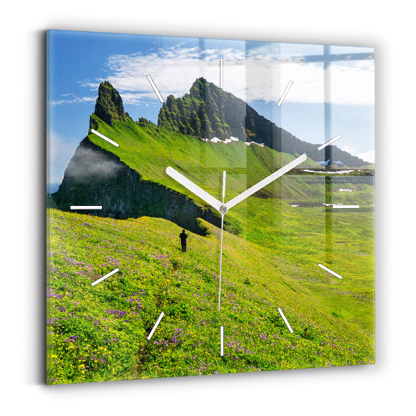 Wanduhr quadratisch mit motiv Hornstrandir Naturreservat Island
