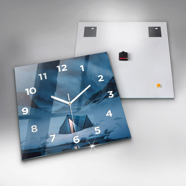 Wanduhr quadratisch mit motiv Zelt in den Bergen von Island