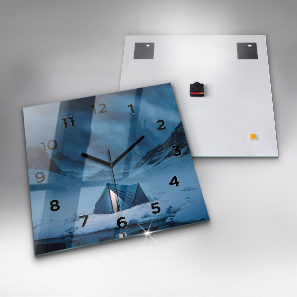 Wanduhr quadratisch mit motiv Zelt in den Bergen von Island