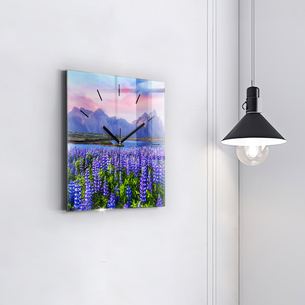 Wanduhr quadratisch Bergblick Island