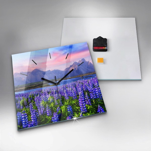 Wanduhr quadratisch Bergblick Island