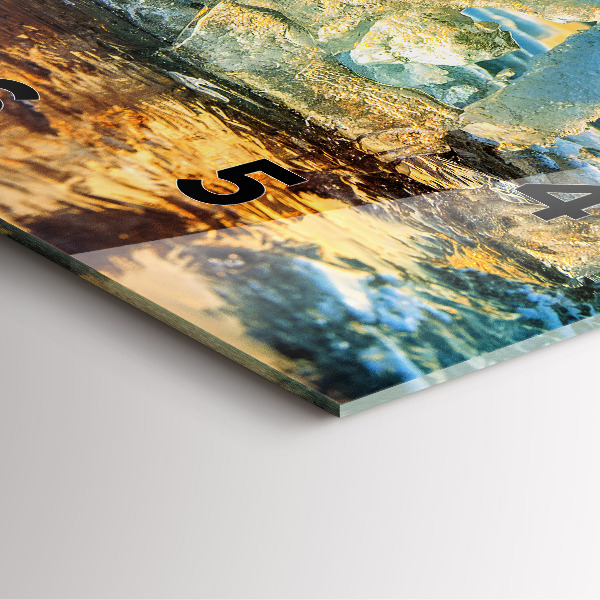 Wanduhr quadratisch Eisberg und Sonnenaufgang