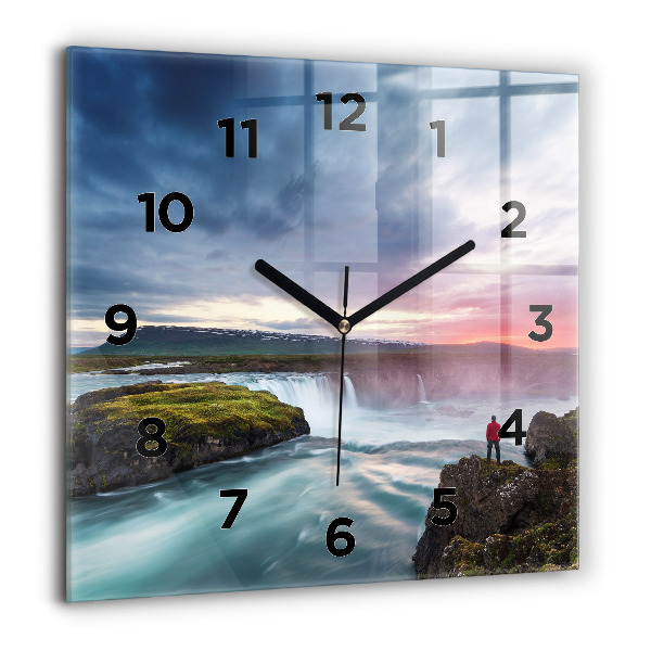 Wanduhr quadratisch mit motiv Landschaft mit Wasserfall
