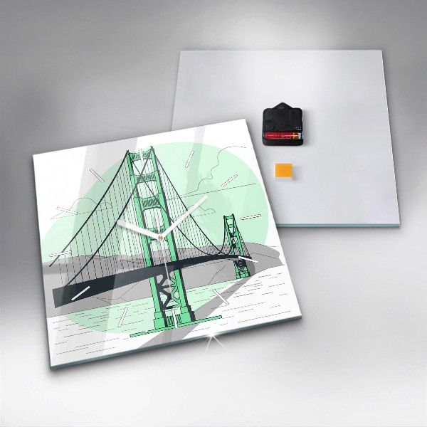 Wanduhr quadratisch mit motiv Grüne Brücke