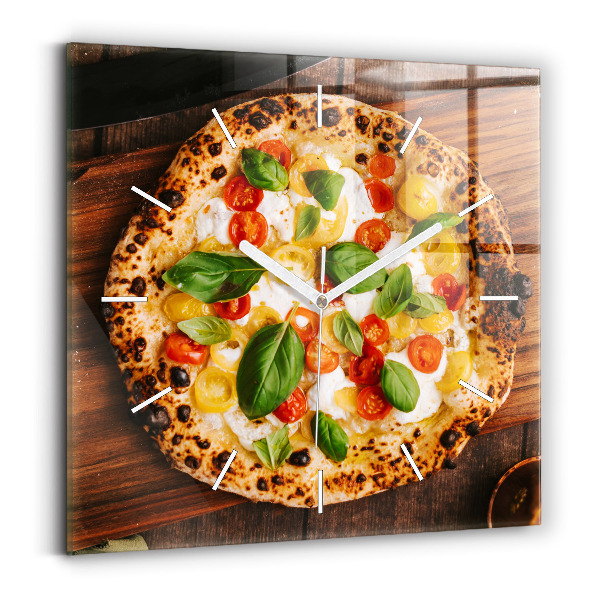 Wanduhr modern quadratisch Italienische Pizza