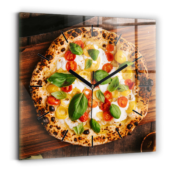 Wanduhr modern quadratisch Italienische Pizza