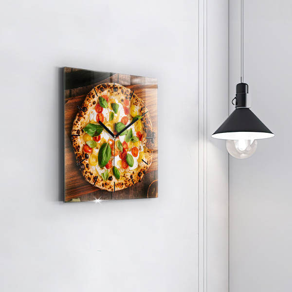 Wanduhr modern quadratisch Italienische Pizza