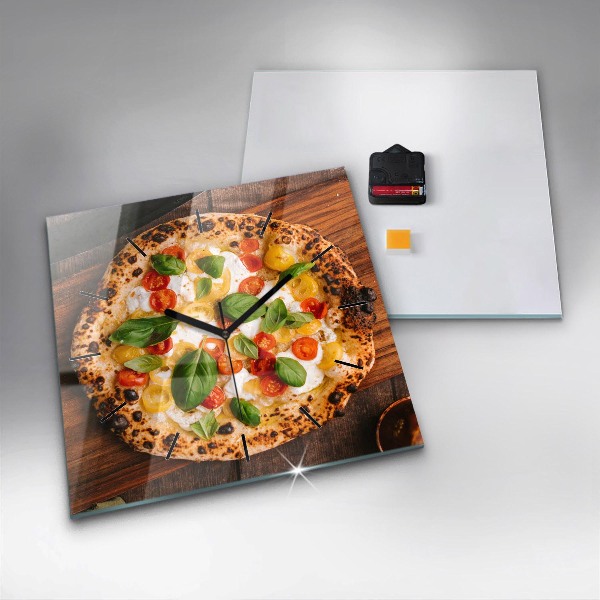 Wanduhr modern quadratisch Italienische Pizza