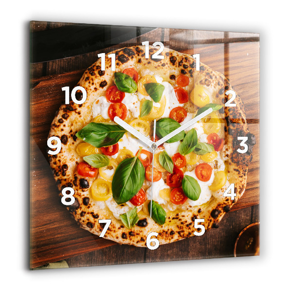 Wanduhr modern quadratisch Italienische Pizza