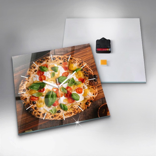 Wanduhr modern quadratisch Italienische Pizza