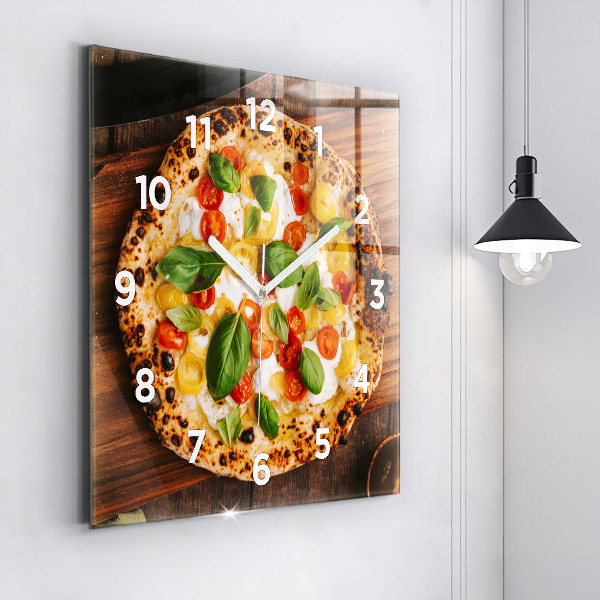 Wanduhr modern quadratisch Italienische Pizza