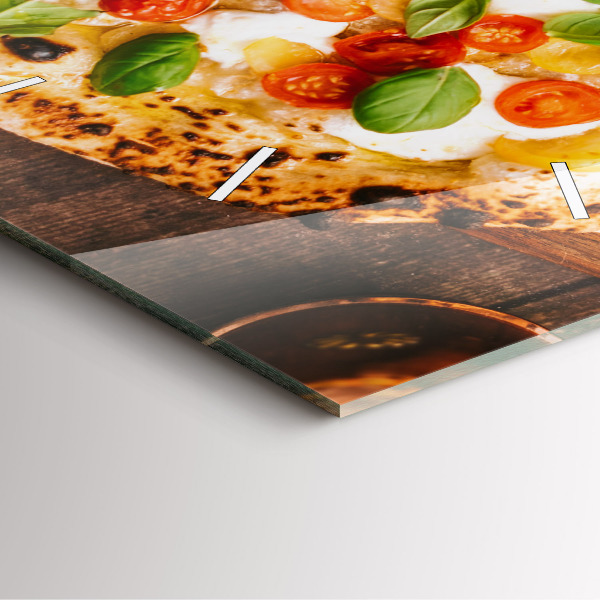 Wanduhr modern quadratisch Italienische Pizza