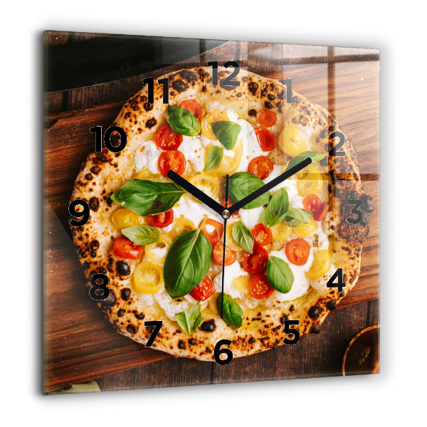 Wanduhr modern quadratisch Italienische Pizza