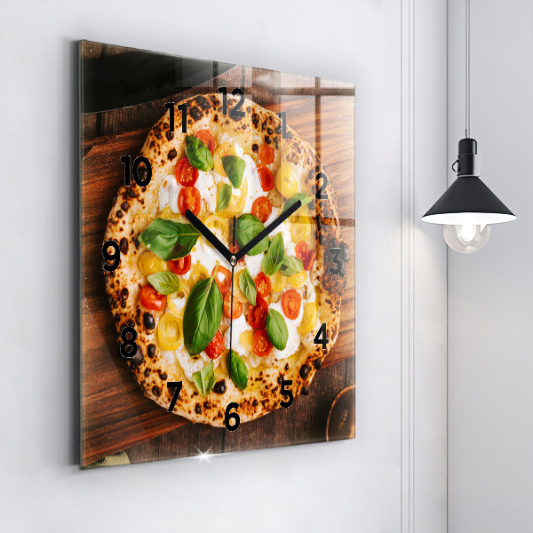 Wanduhr modern quadratisch Italienische Pizza