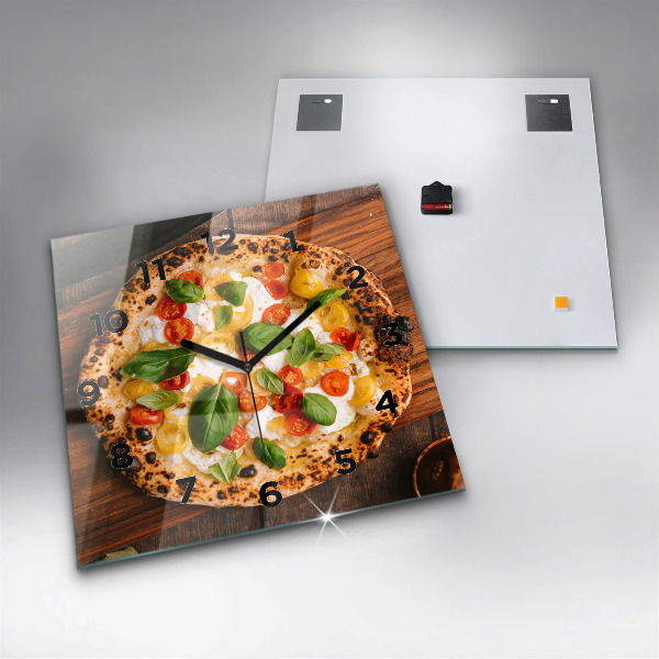 Wanduhr modern quadratisch Italienische Pizza