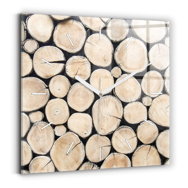 Wanduhr quadratisch Abgeschnittene Baumstümpfe