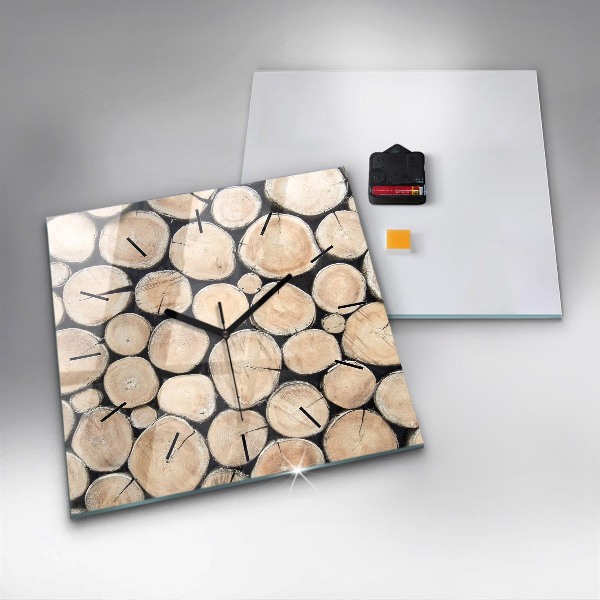 Wanduhr quadratisch Abgeschnittene Baumstümpfe