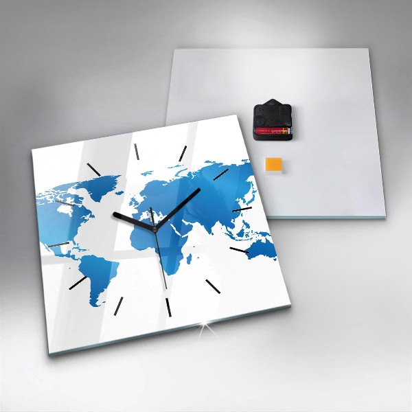 Wanduhr quadratisch Weltkarte