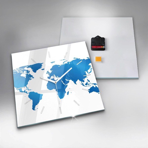 Wanduhr quadratisch Weltkarte