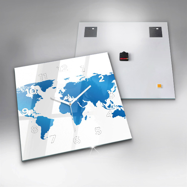 Wanduhr quadratisch Weltkarte