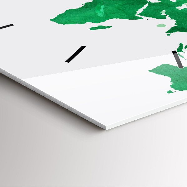 Wanduhr quadratisch Grüne Weltkarte