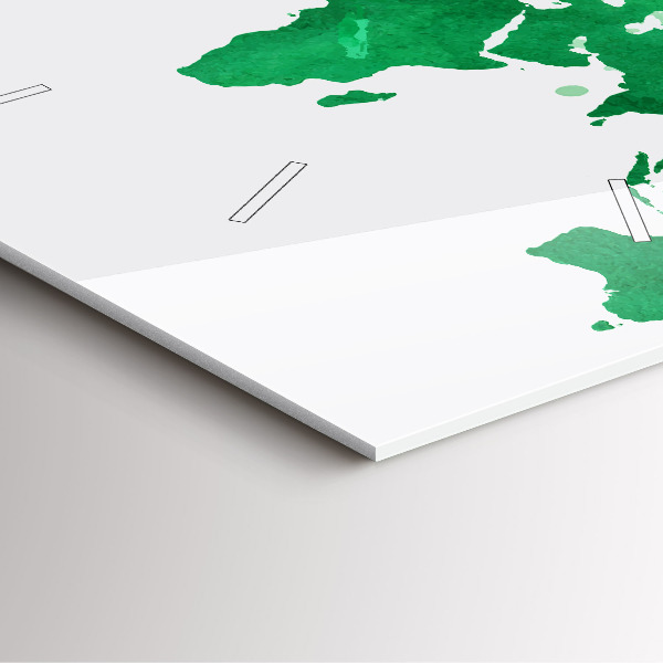 Wanduhr quadratisch Grüne Weltkarte