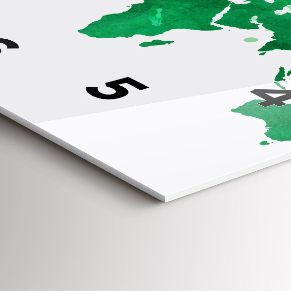 Wanduhr quadratisch Grüne Weltkarte