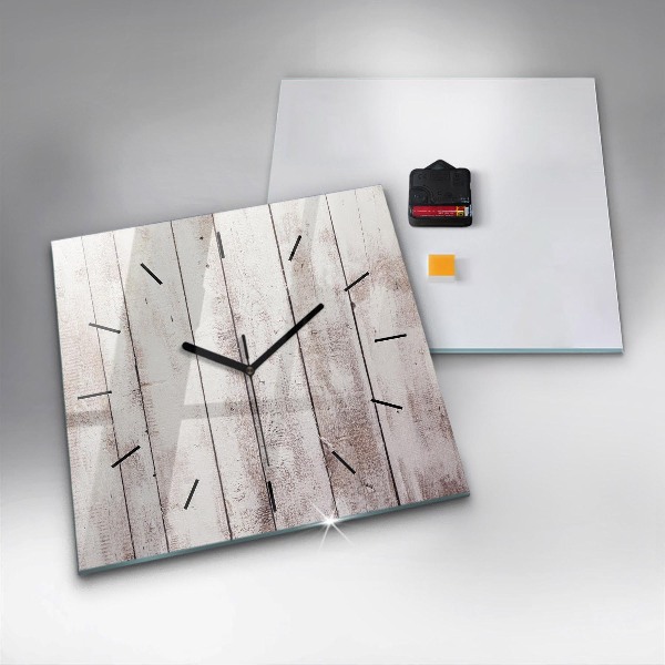Wanduhr modern quadratisch Helle Holzbretter