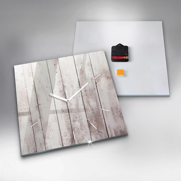 Wanduhr modern quadratisch Helle Holzbretter