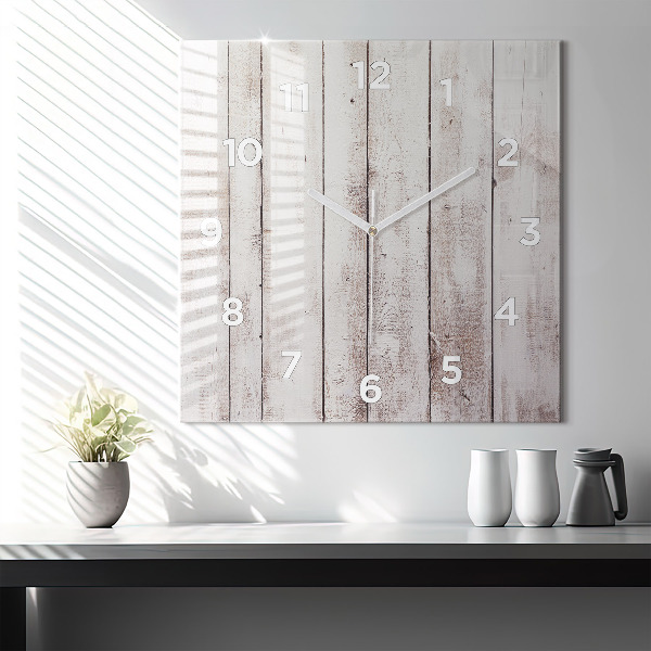 Wanduhr modern quadratisch Helle Holzbretter