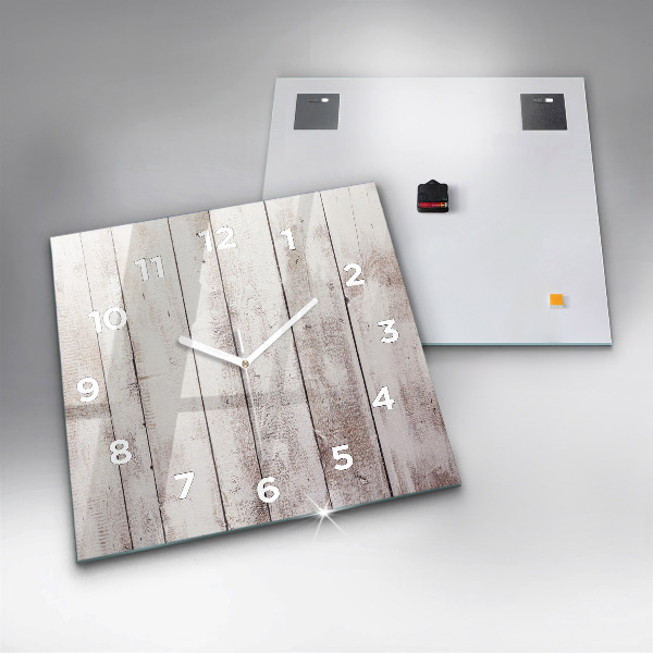 Wanduhr modern quadratisch Helle Holzbretter