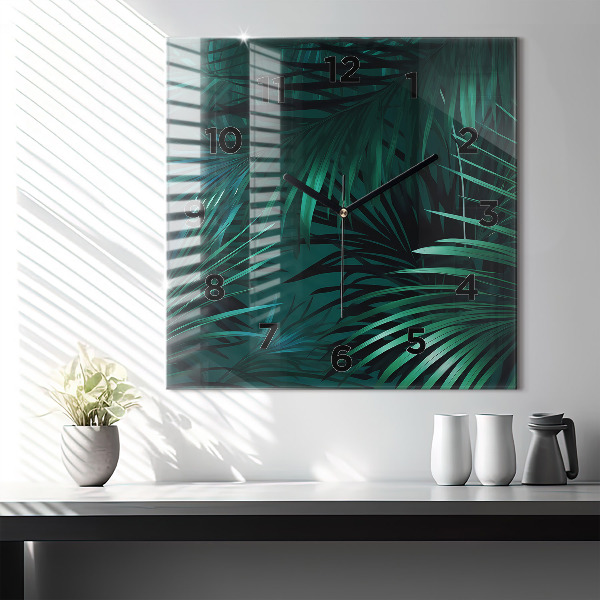 Wanduhr quadratisch Tropische Blätter