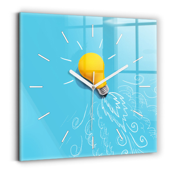 Wanduhr quadratisch mit motiv Glühbirne Zeichnung