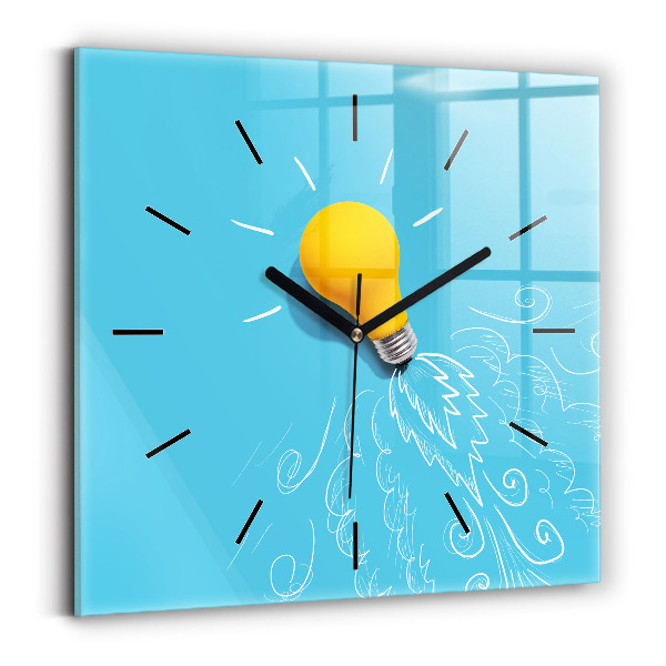 Wanduhr quadratisch mit motiv Glühbirne Zeichnung
