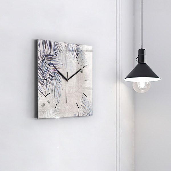 Wanduhr modern quadratisch Palmenblatt