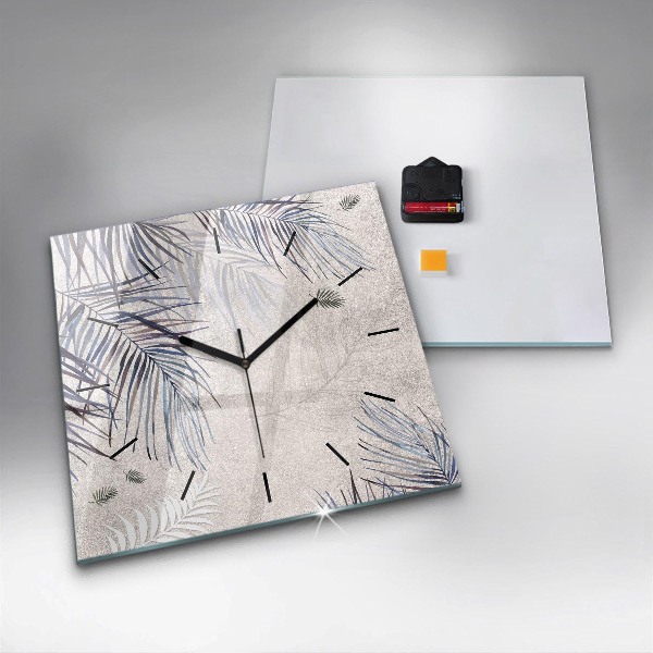 Wanduhr modern quadratisch Palmenblatt