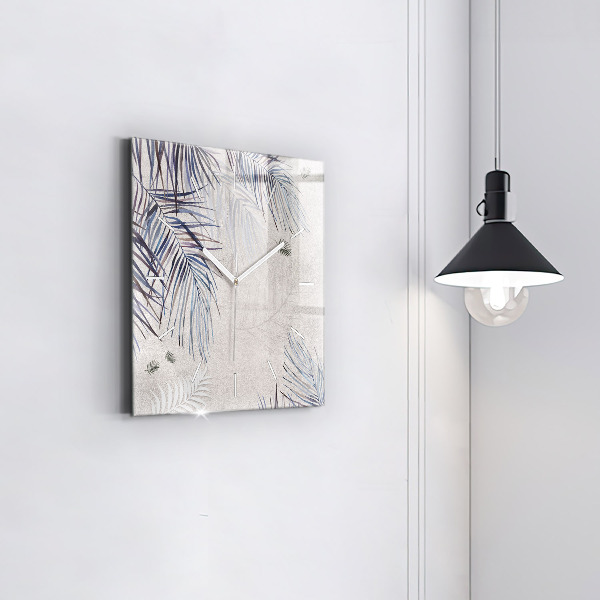Wanduhr modern quadratisch Palmenblatt