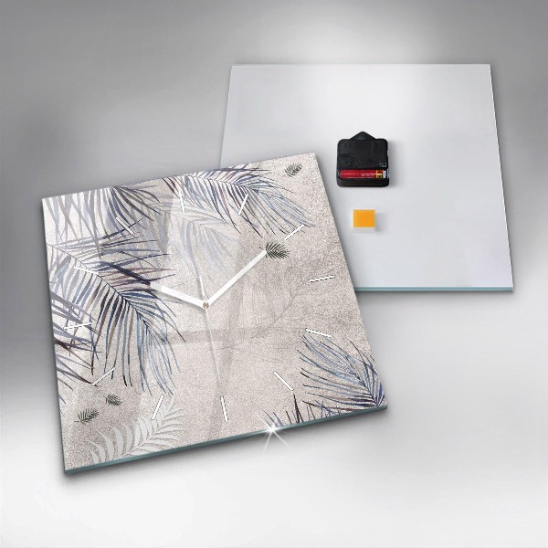 Wanduhr modern quadratisch Palmenblatt