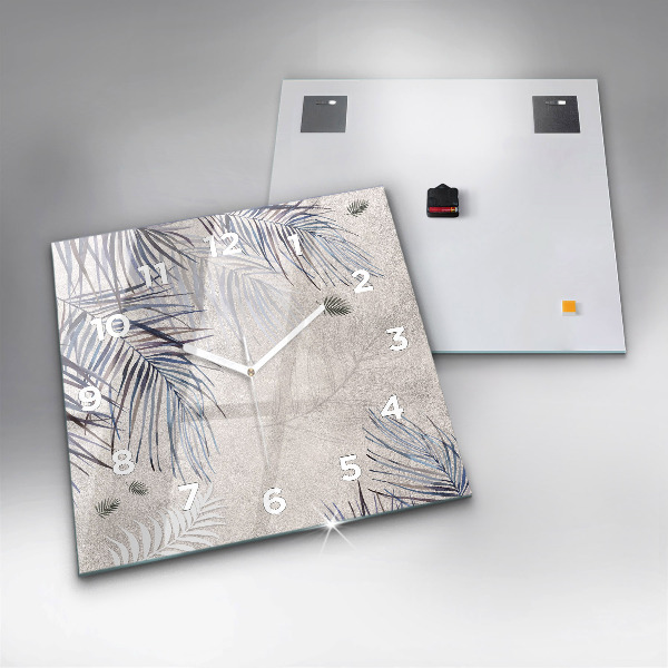 Wanduhr modern quadratisch Palmenblatt