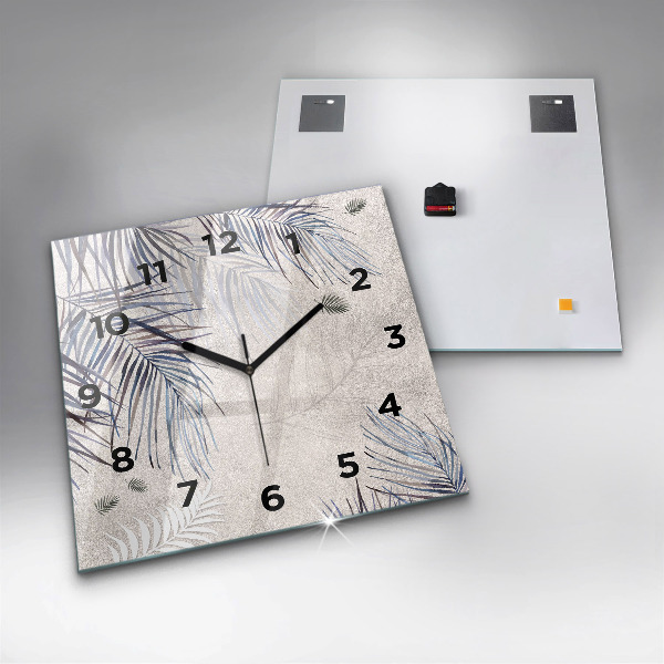 Wanduhr modern quadratisch Palmenblatt
