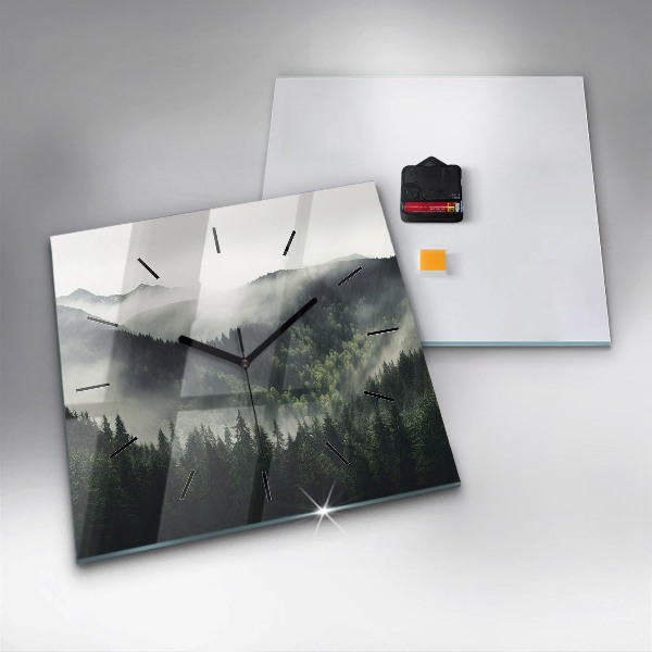 Wanduhr quadratisch mit motiv Wald-Landschaft