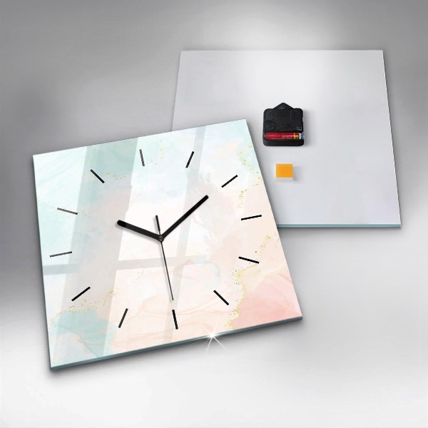 Wanduhr modern quadratisch Aquarell-Marmor