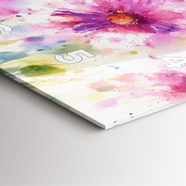 Wanduhr quadratisch Gemalte Blumen