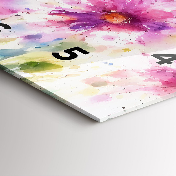 Wanduhr quadratisch Gemalte Blumen