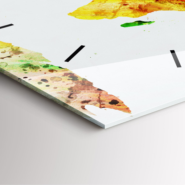 Wanduhr quadratisch mit motiv Aquarellierte Weltkarte