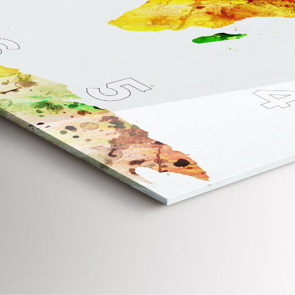 Wanduhr quadratisch mit motiv Aquarellierte Weltkarte