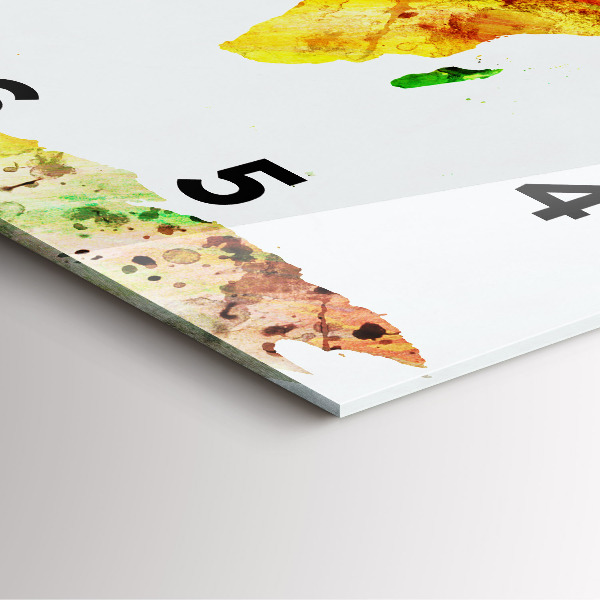 Wanduhr quadratisch mit motiv Aquarellierte Weltkarte